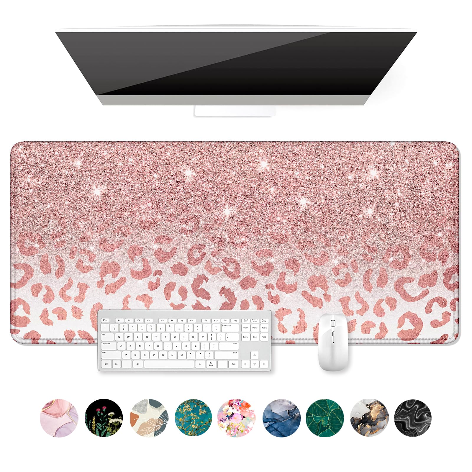 Auhoahsil Large Mouse Pad, XXL Desk Pad, Extened 35" x 15", Non-Slip Rubber Base, Stitched Edges