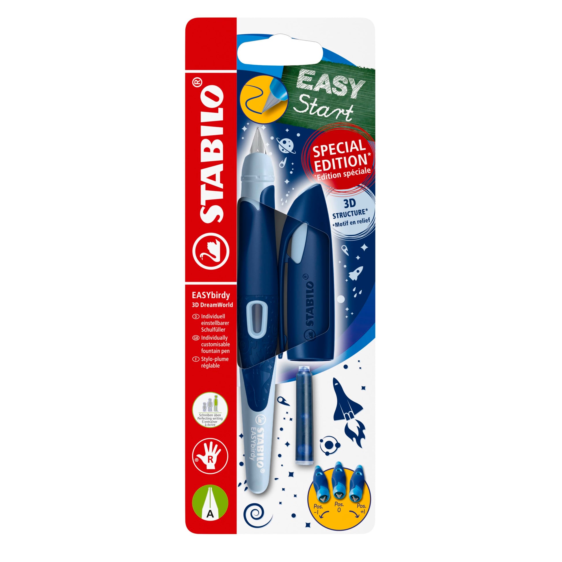 STABILO EASYbirdy 3D DreamWorld Special Edition Ergonomic School Fountain Pen for Right-Handed