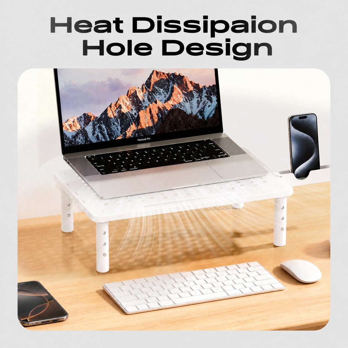 Canyora Computer Monitor Stand Riser for Desk, 3 Height Adjustable PC Laptop TV Desktop Monitor