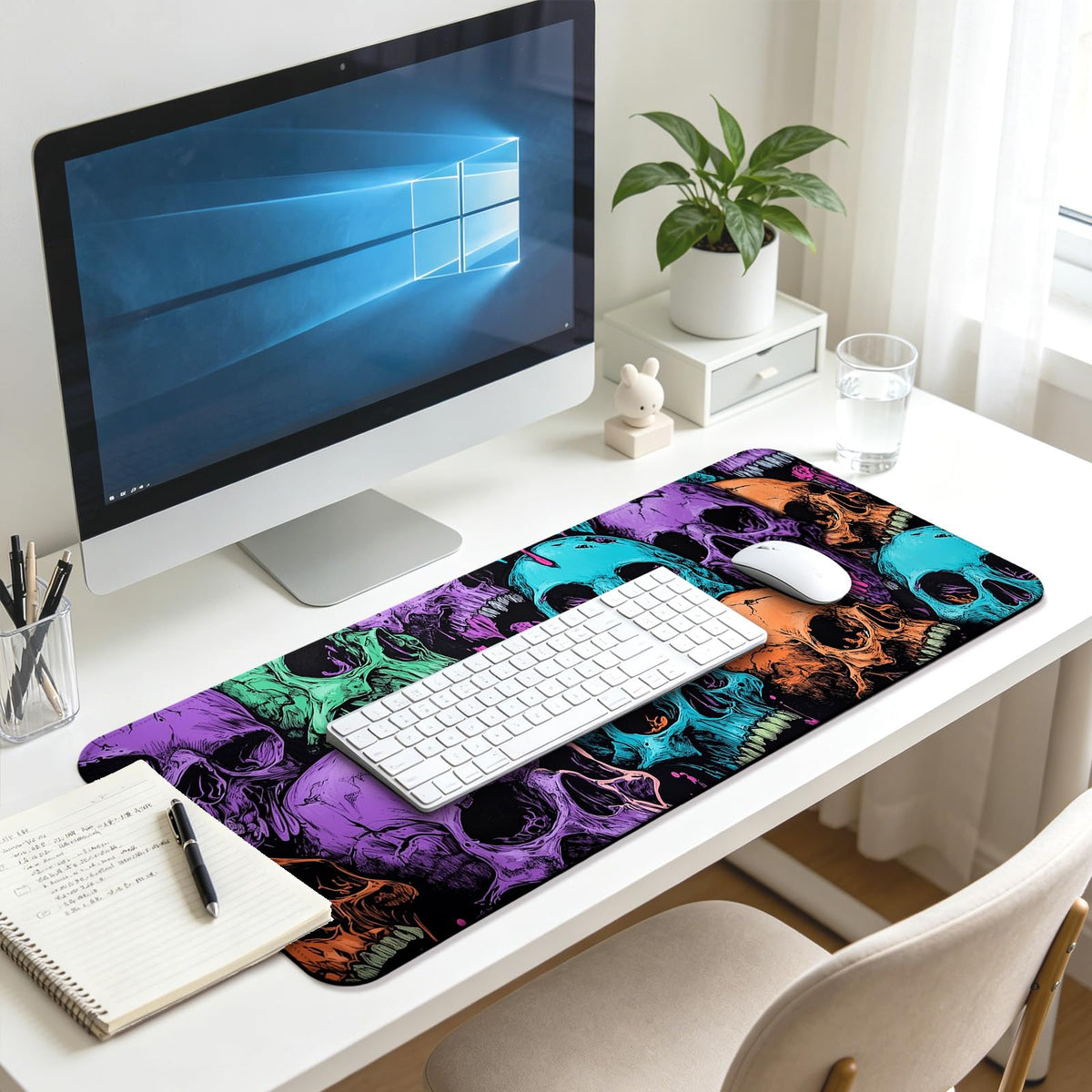 JIANG100 Dark Gothic Skull Design Gaming Desk Mat, Extended Mouse Pad, XL