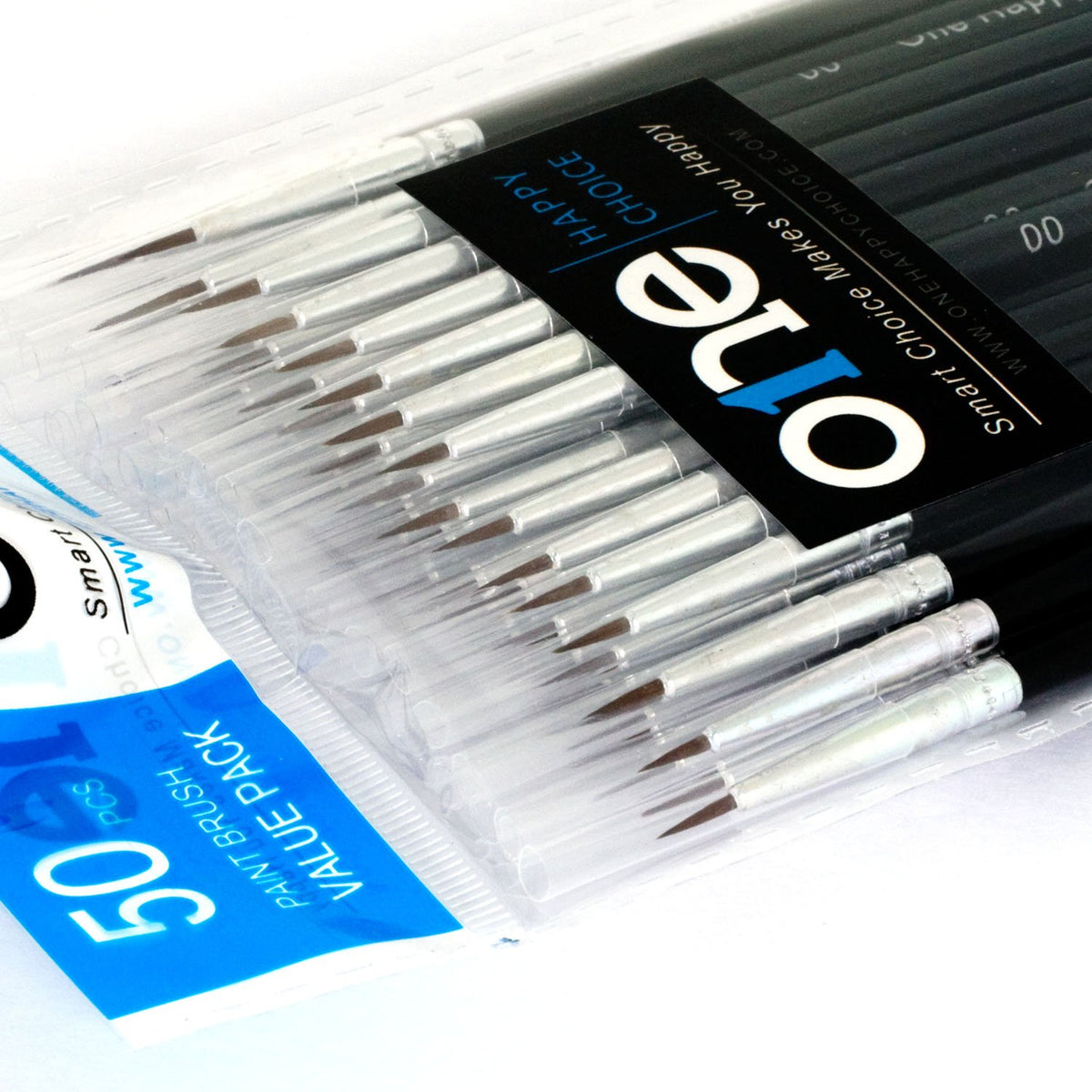 50 Pcs Fine Detail Synthetic Paint Brush Set, Pointed Round Size #00 Small