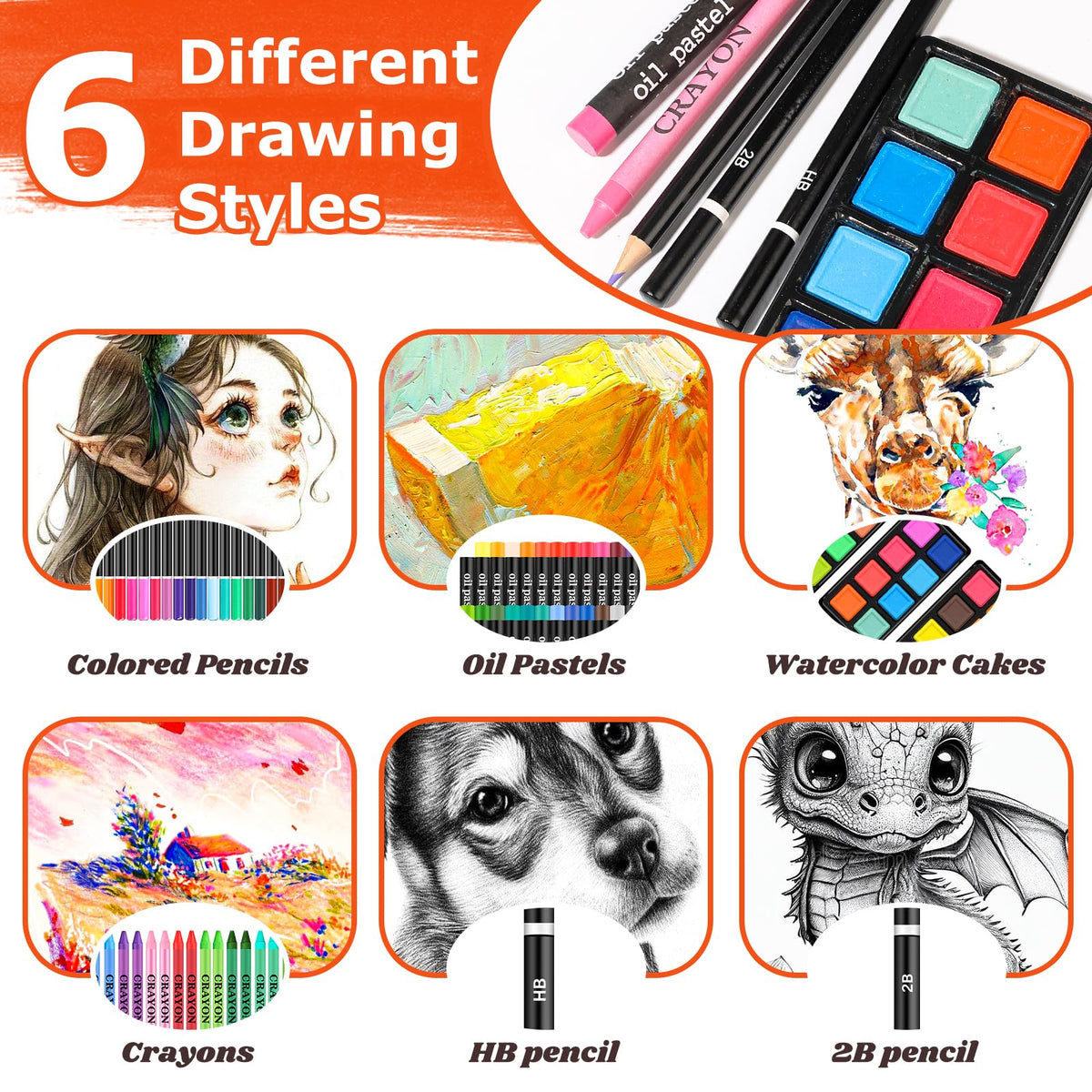 Hapikalor 156-Pack Art Kit Drawing Set with 2 Sketch Book, Crayons, Colored Pencils, Arts and
