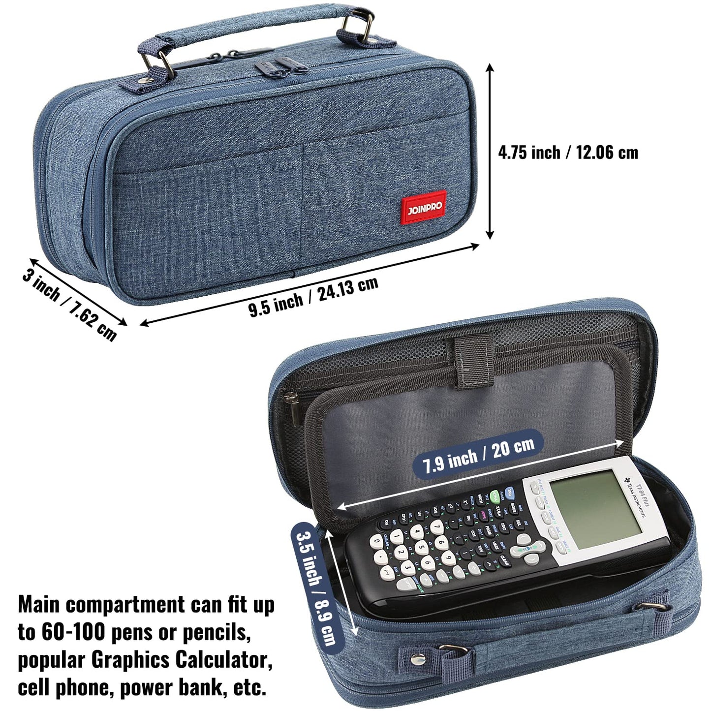 JOINPRO Large Capacity Pencil Case, 4 Compartment Pen Pouch Organizer with Double Zipper, Storage