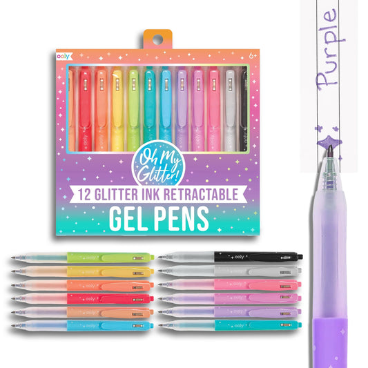 Ooly Oh My Glitter Gel Pens, Set of 12, Retractable