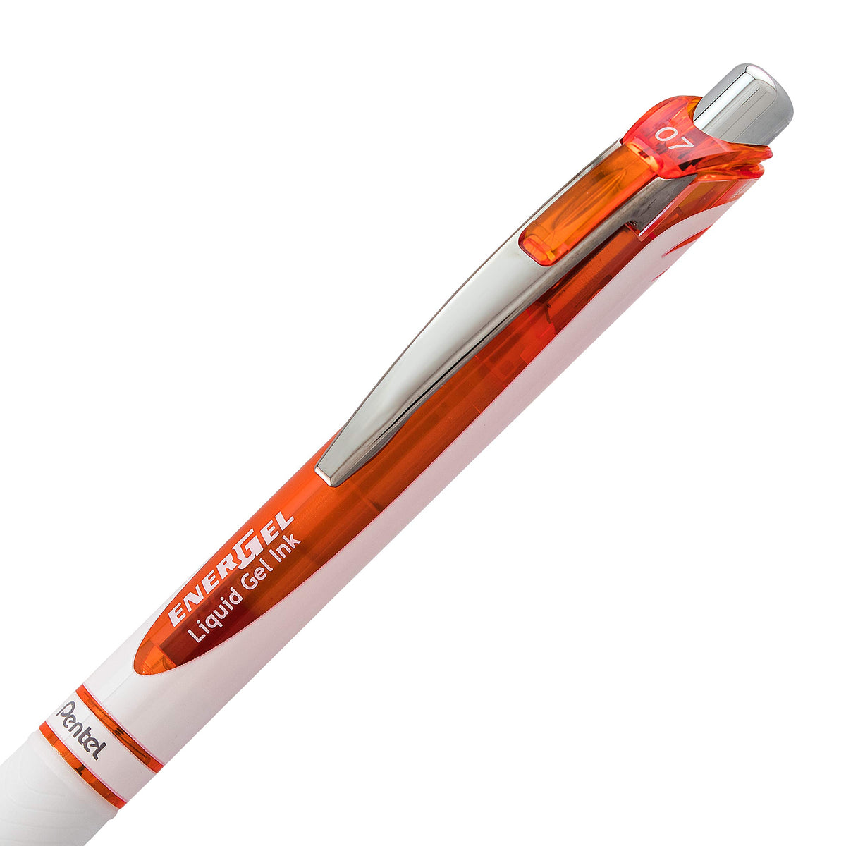 Pentel EnerGel Pearl Retractable Liquid Gel Pen, (0.7mm) Metal Tip, Medium Line, Orange Accent