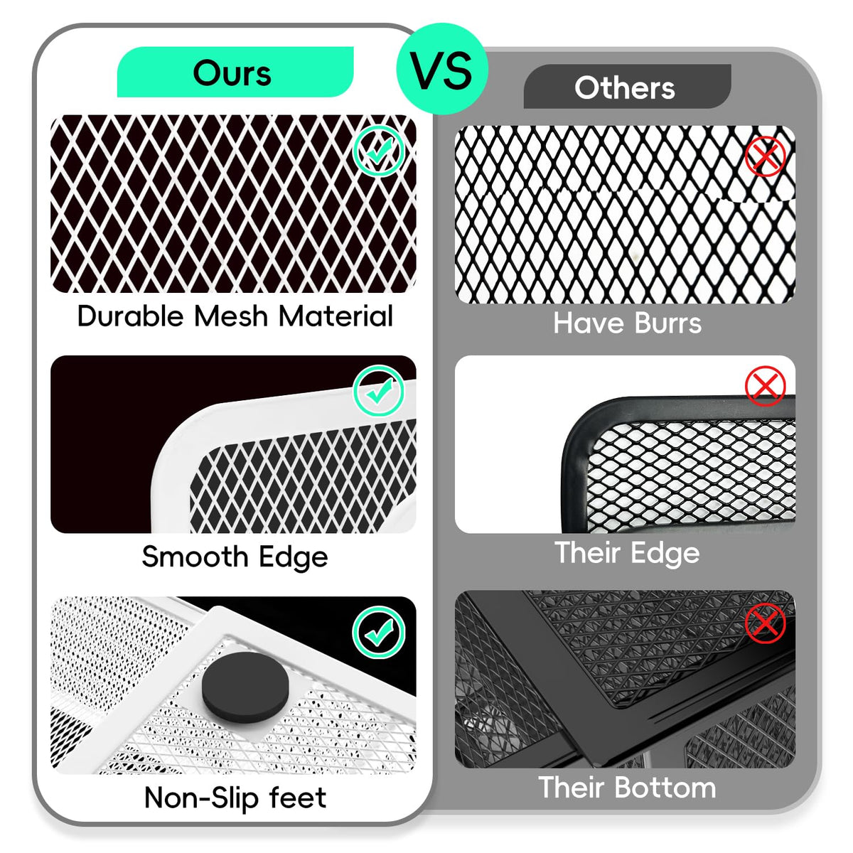 ReePlan Mesh Pen Organizer for Desk, 13 Compartments with Drawer, White
