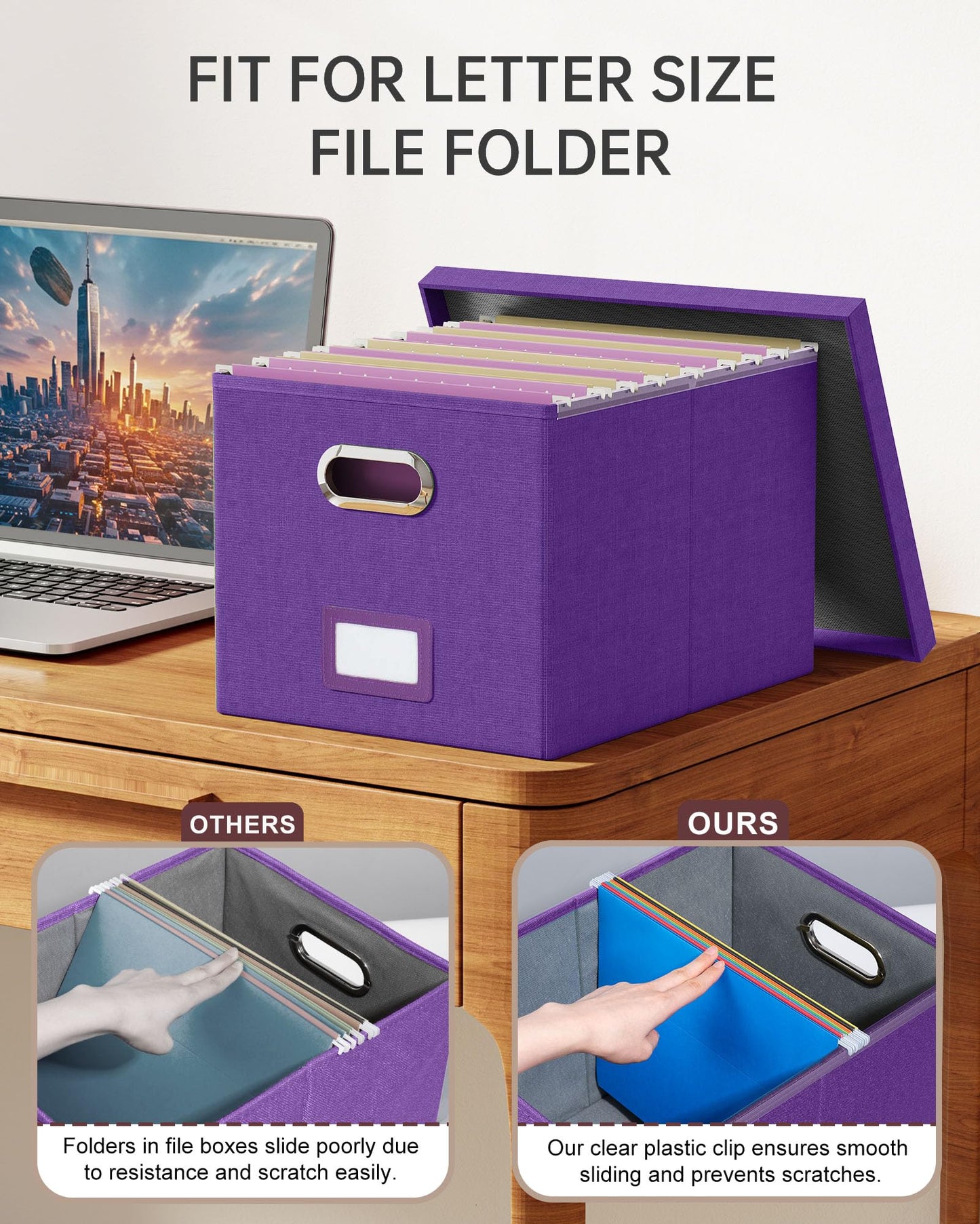 Oterri File Organizer, File Box, File Cabinet for Letter File Folder Storage, Hanging File