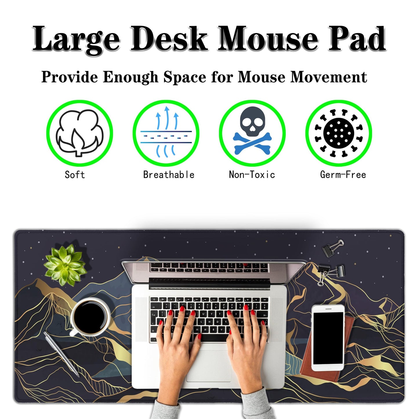 Samgula Extra Large Mouse Pad Golden Desktop Pad Keyboard Mouse Pads Desktop Mats Big Gaming
