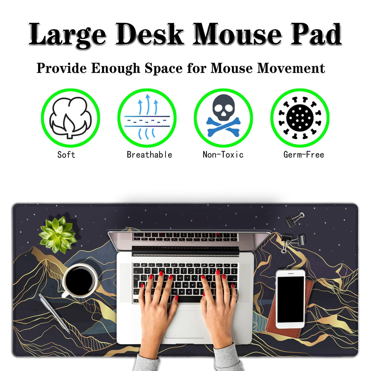 Samgula Extra Large Mouse Pad Golden Desktop Pad Keyboard Mouse Pads Desktop Mats Big Gaming