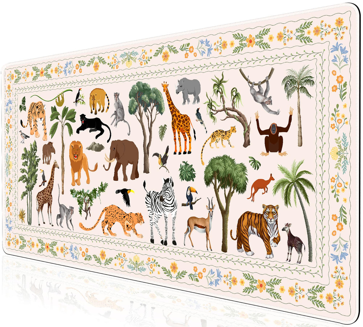 L-SPOUTTO Jungle Animal Desk Mat for Keyboard and Mouse,XXL Large Mouse Pad