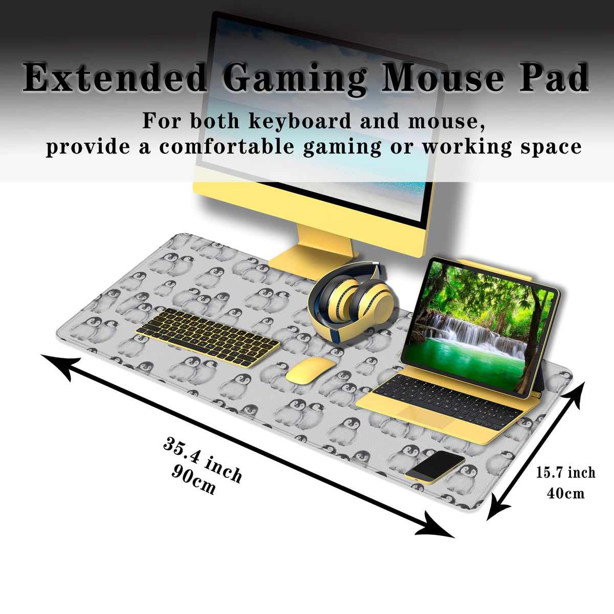 Samgula Gaming Mouse Pad White, Big Mouse Pads Office Desk Pad, XXL Mousepad Non-Slip Rubber Base