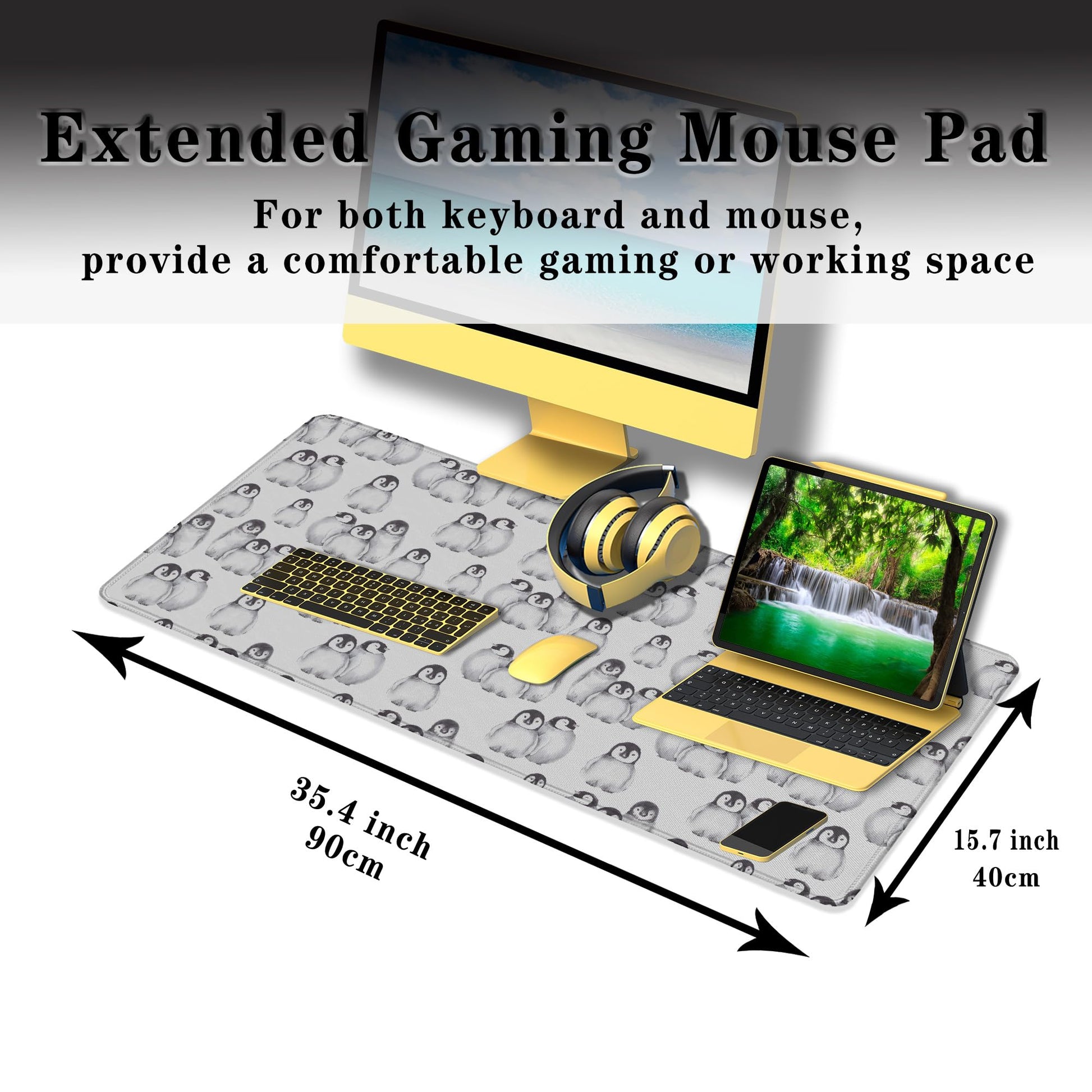 Samgula Gaming Mouse Pad White, Big Mouse Pads Office Desk Pad, XXL Mousepad Non-Slip Rubber Base