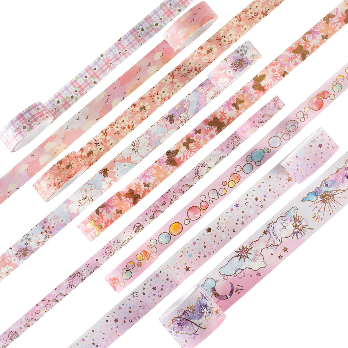 YUBBAEX Mystic Gold Washi Tape Set Wide Silver Foil Masking Tape Decorative for Arts, DIY Crafts