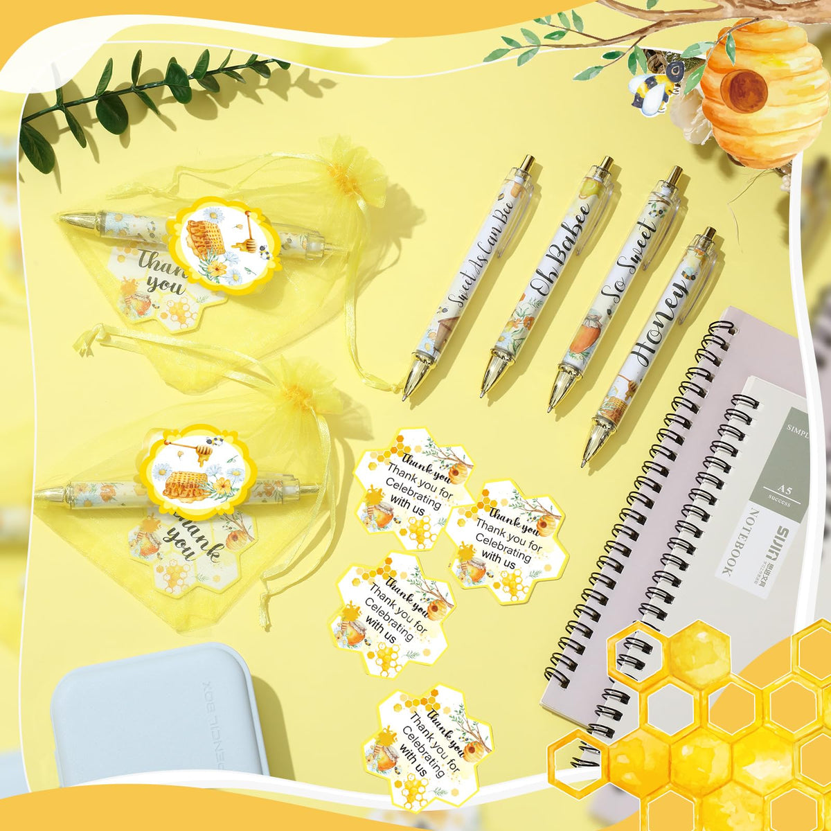 Chuangdi 50 Sets Baby Shower Favors Gifts for Guests Includes 50 Pcs Ballpoint Pens, Thank You