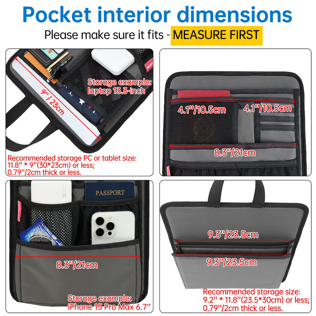 DELTAMANN Slim Rugged Backpack Organizer Insert for Business Casual Men Women -13 Pockets,Padded