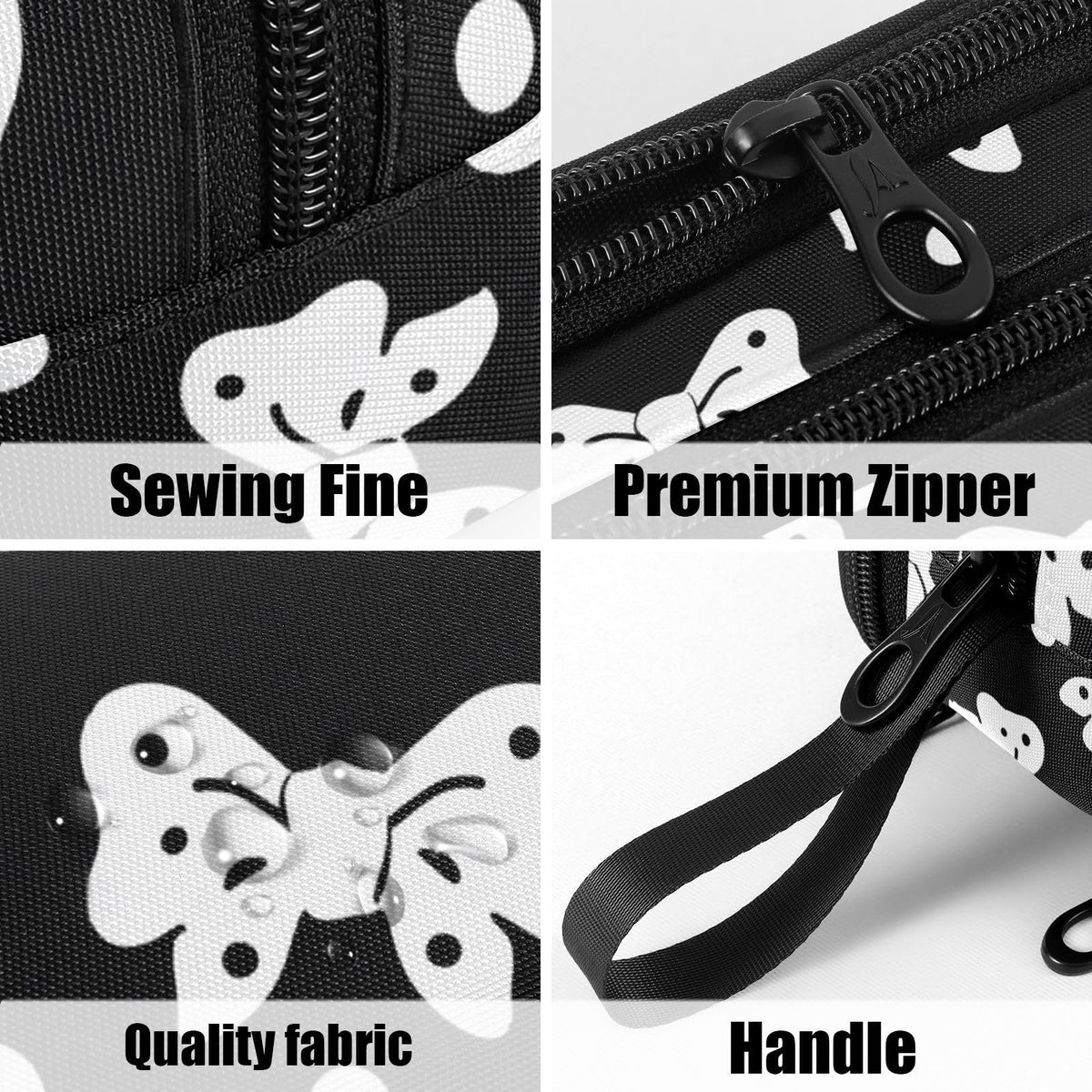 Fustylead Bows Large Pencil Case, Minimalist Portable Stationery Bag Cosmetics Bag with Handle for
