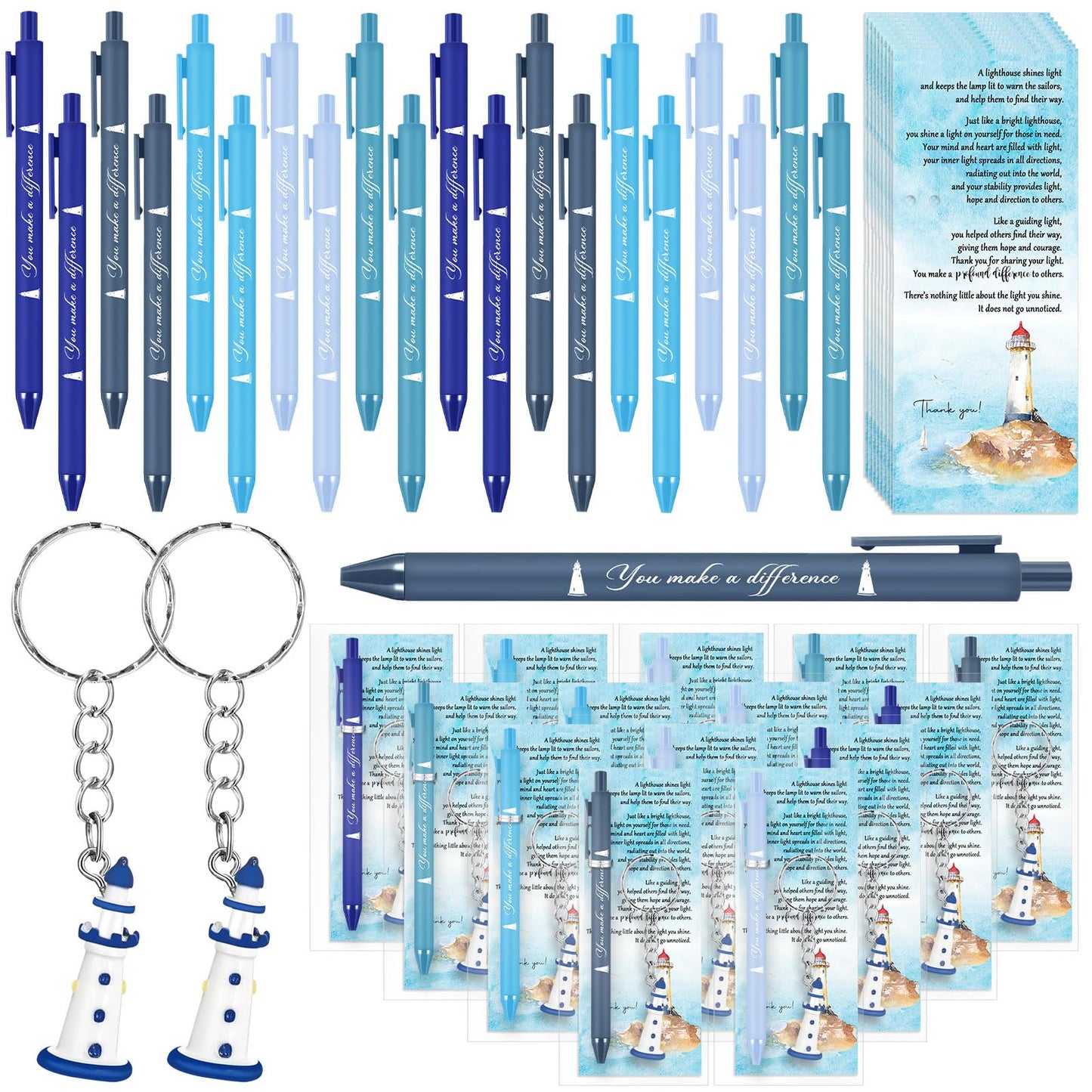 Sayglossy 50 Set Inspirational Lighthouse Pens Bulk Thank You Gift