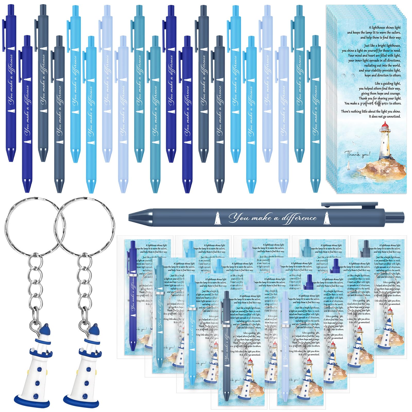 Sayglossy 50 Set Inspirational Lighthouse Pens Bulk Thank You Gift