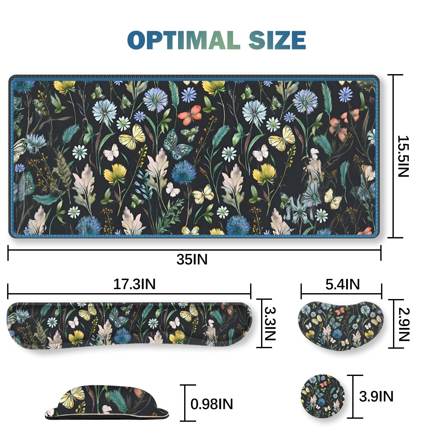 ARTSO Keyboard Mouse Pad Set, Extended Mouse Pad with Keyboard Wrist Rest Support, Memory Foam