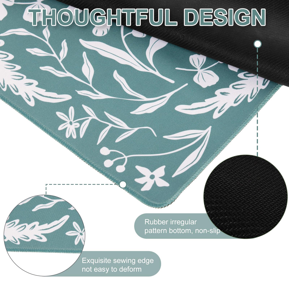 L-SPOUTTO Green Desk Mat for Keyboard and Mouse,XXL Boho Gaming Mouse Pad