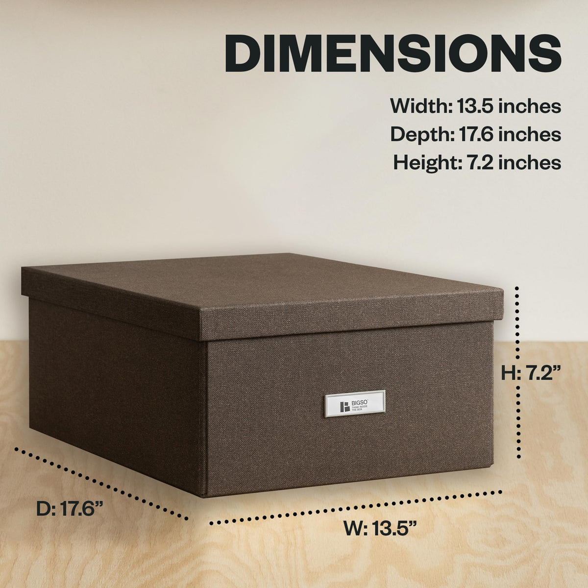 Bigso Katrin Collapsible Storage Box with Lid - Decorative Photo Storage Box with Label Holder for