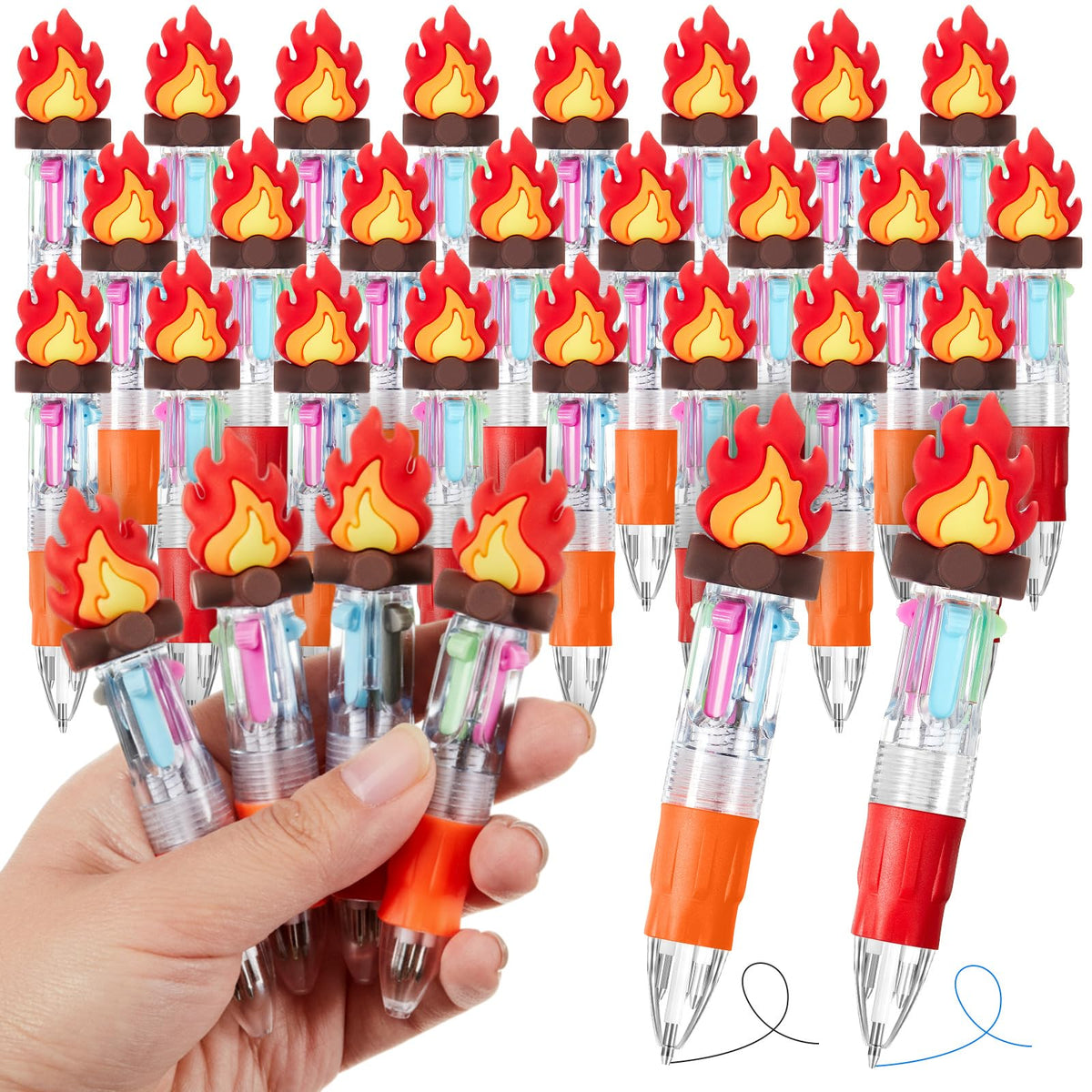 Kosiz 24 Pack Camping Campfire Party Favors Multicolor 4 in 1 Ballpoint Pen