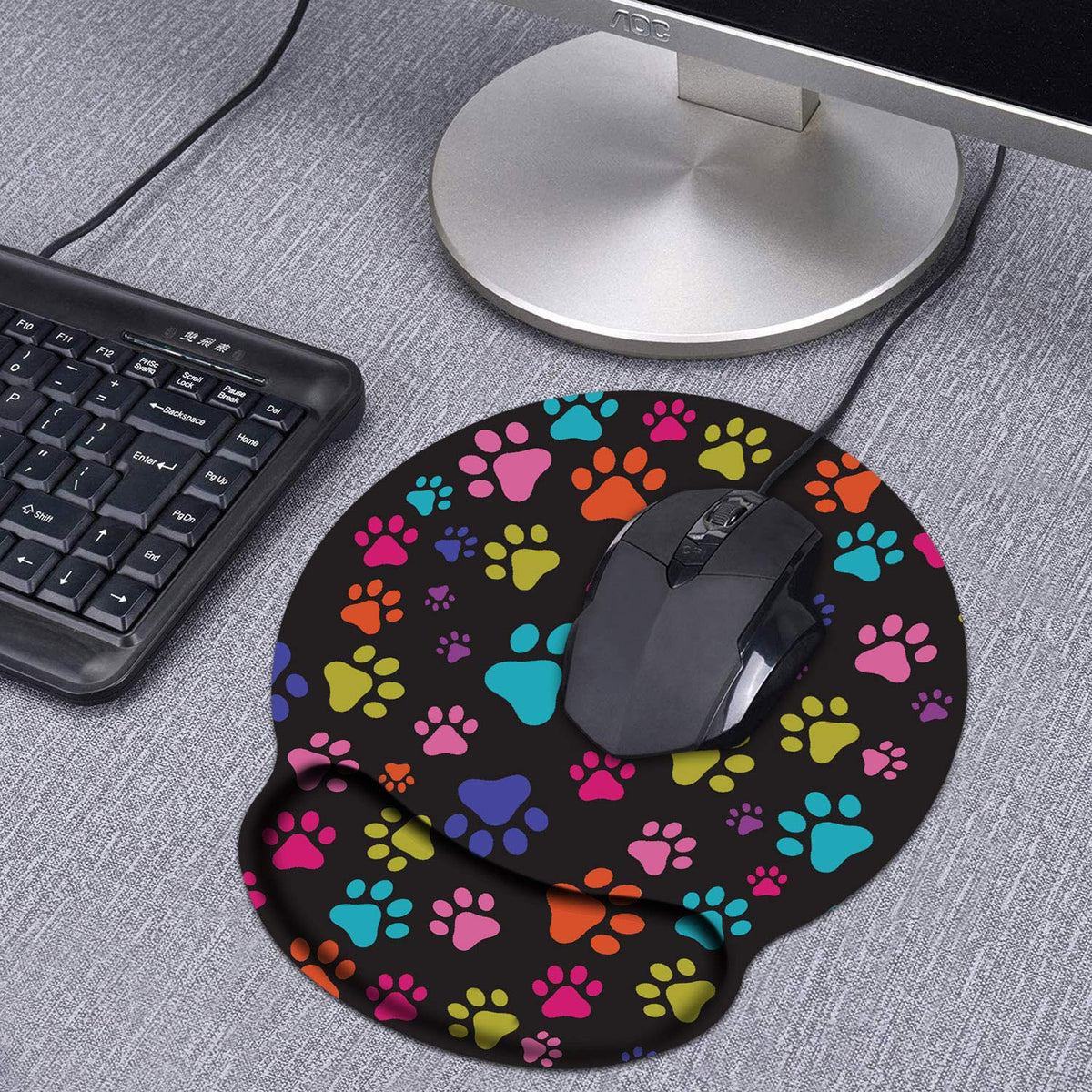 BWOOLL Ergonomic Mouse Pad Wrist Support and Coasters Set, Cute Wrist Rest Pad with Non-Slip PU
