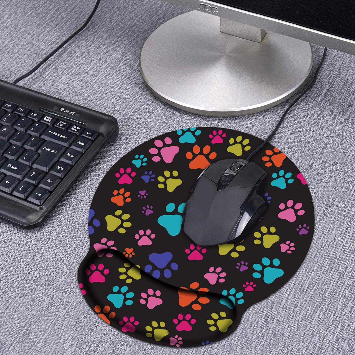 BWOOLL Ergonomic Mouse Pad Wrist Support and Coasters Set, Cute Wrist Rest Pad with Non-Slip PU