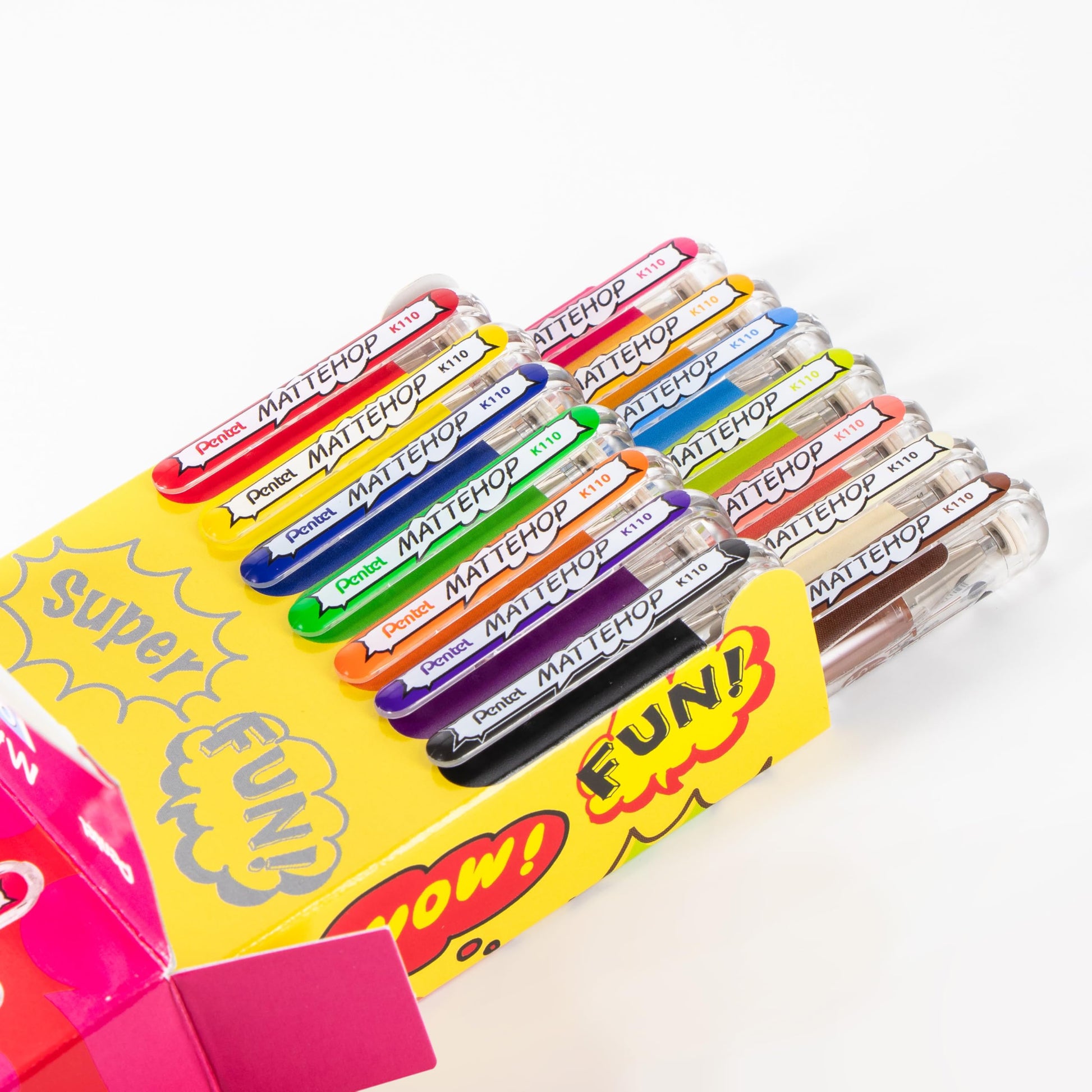 Pentel Mattehop Gel Pens, Original + Cheerful Colors Box Set, (1.0mm), Bold Line, 14 Assorted
