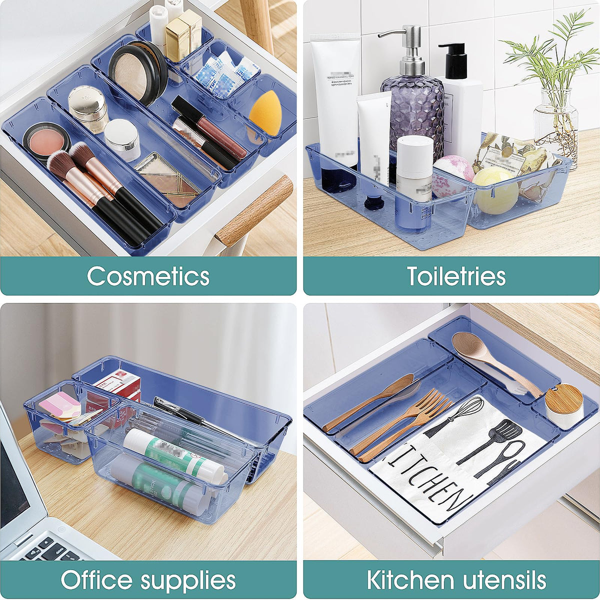 25 PCS Plastic Drawer Organizer Set, Makeup Organizers and Storage Bins