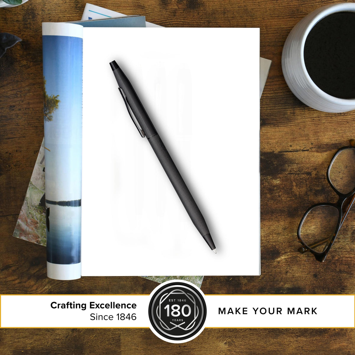 Cross Classic Century Brushed Black Ballpoint Pen, Medium Point, Black Ink