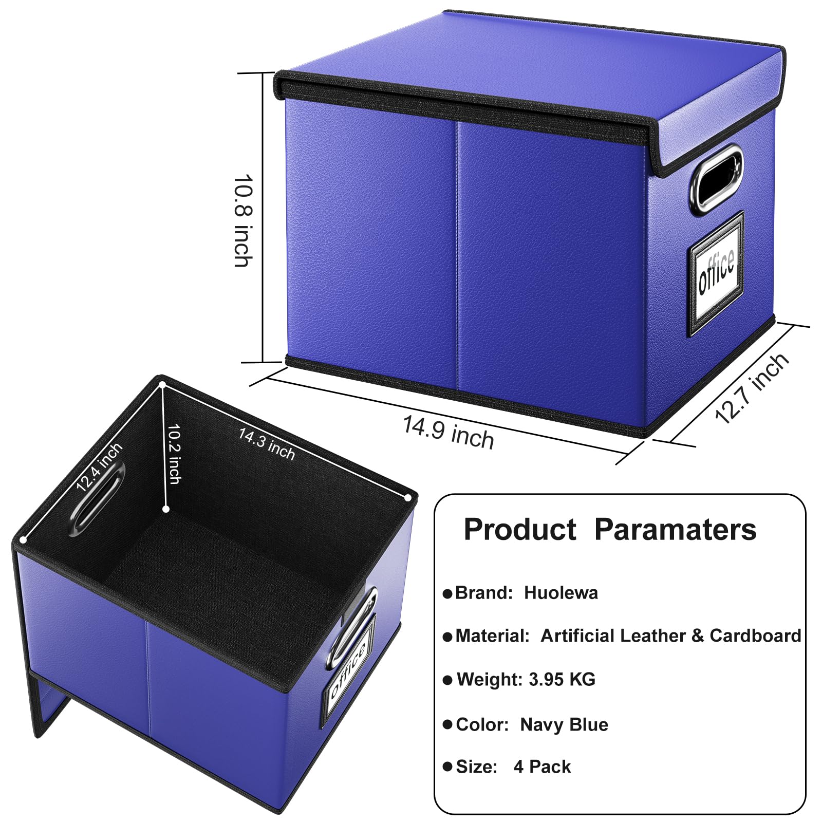 Huolewa File Organizer Box with Lids, Collapsible File Folder Organizer