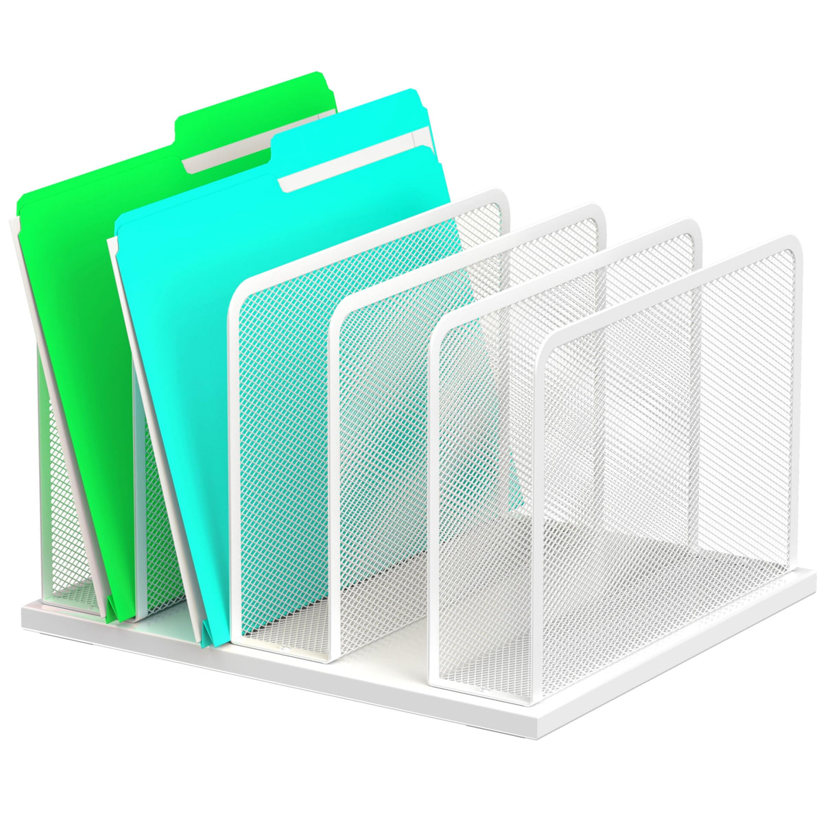 Kuntine.B 5-Section Upright Desk File Organizer White 1 Pack