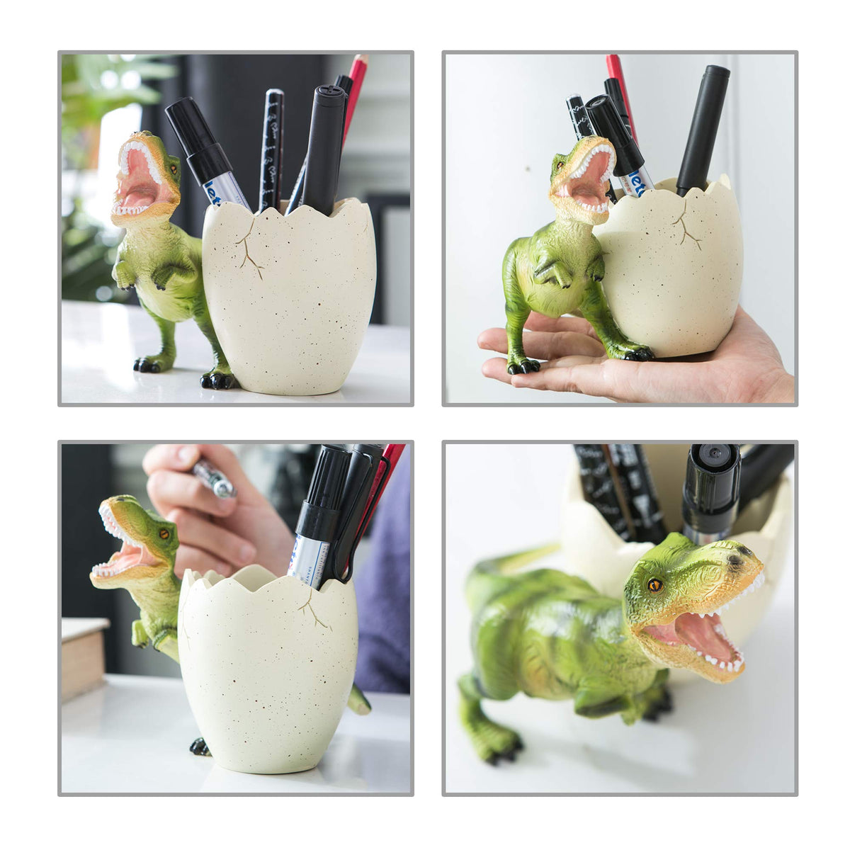 Banllis Dinosaur Pen Holder & Pencil Holder for Desk, Jurassic Park Decor