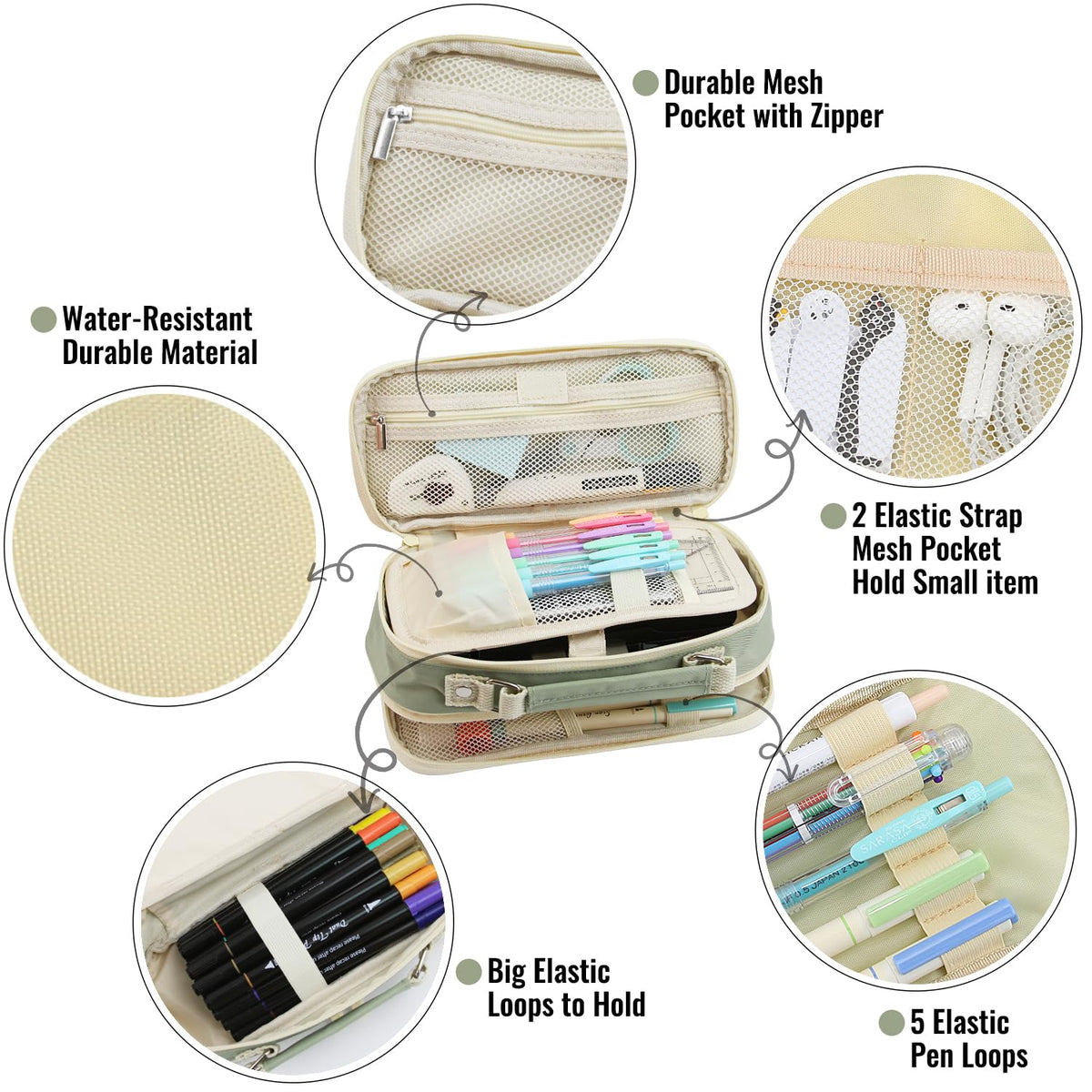 JOINPRO Pencil Case, Large Capacity Pencil Case Organizer; Double Zipper Storage Bag; Big Pencil
