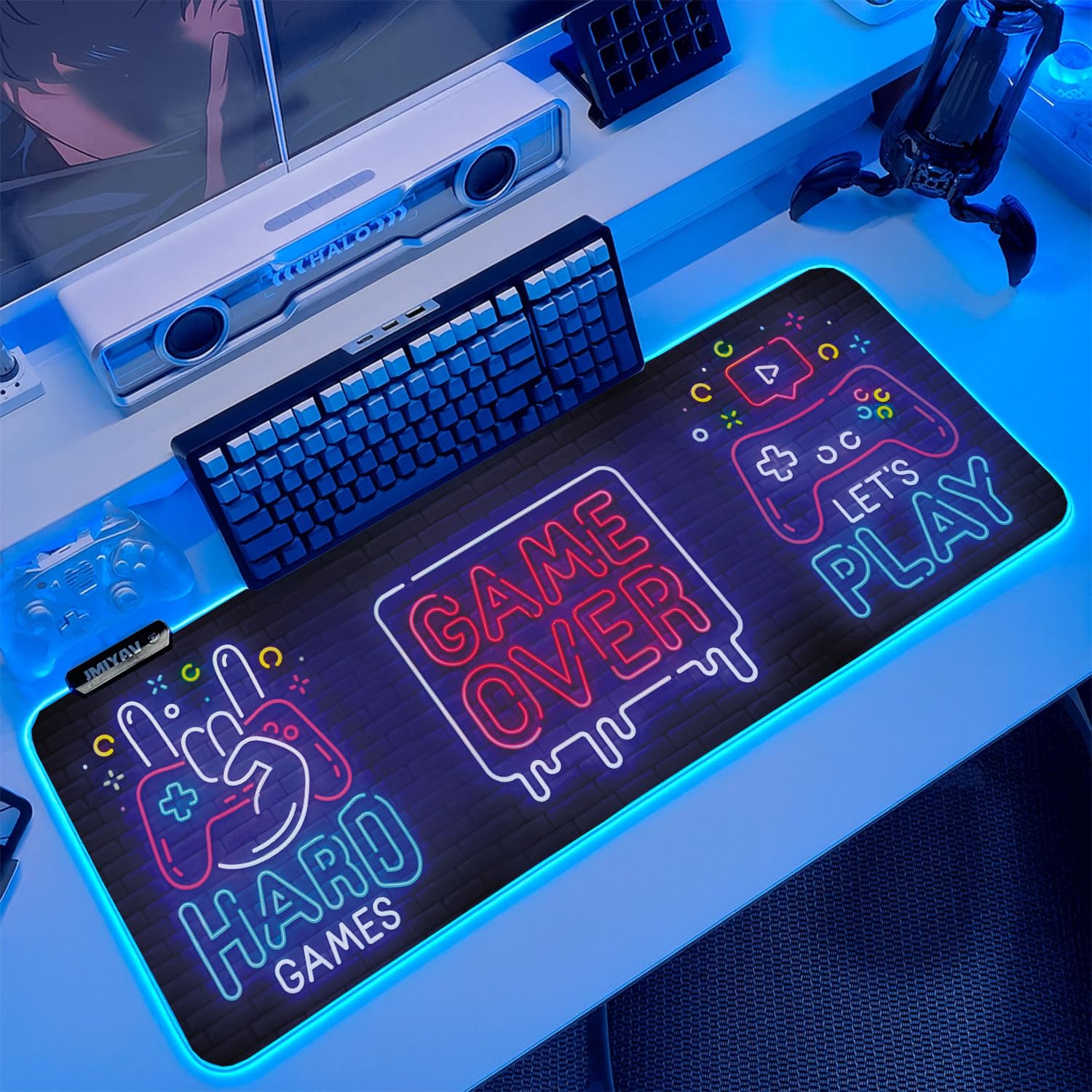 JMIYAV Black Gaming Mouse Pad RGB Mousepad Non-Slip Rubber Base Extra Large Cool XL XXL Computer
