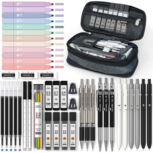 Four Candies School Supplies with Pencil Case, 45ct Black