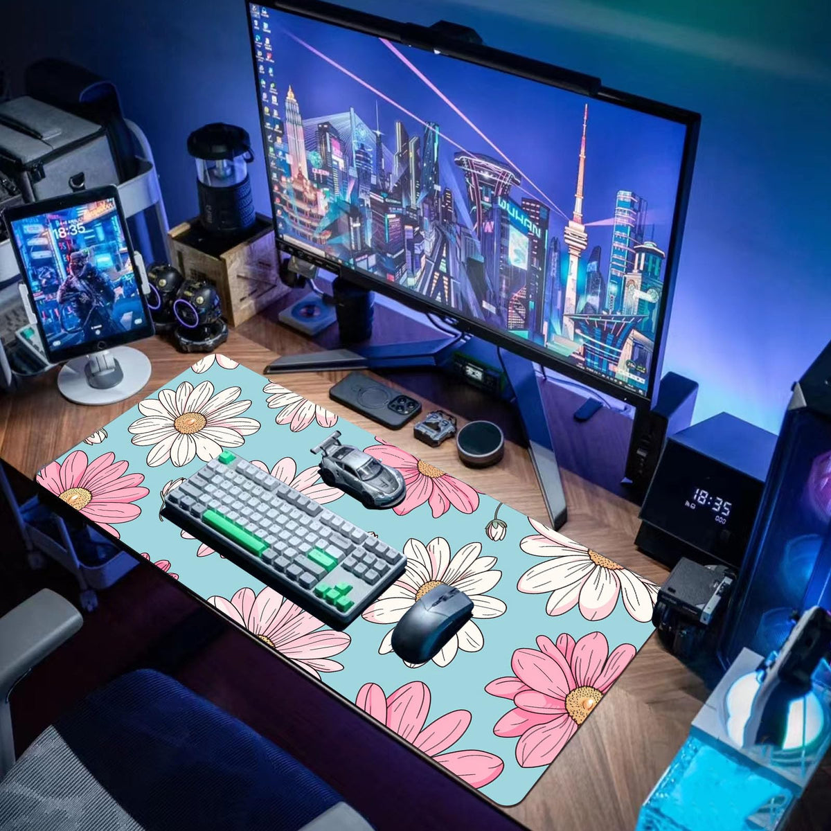 Desk Mat Mouse Pad Gaming Desk Pad XL Large Mouse Mat Office Decor Accessories (Pink E)