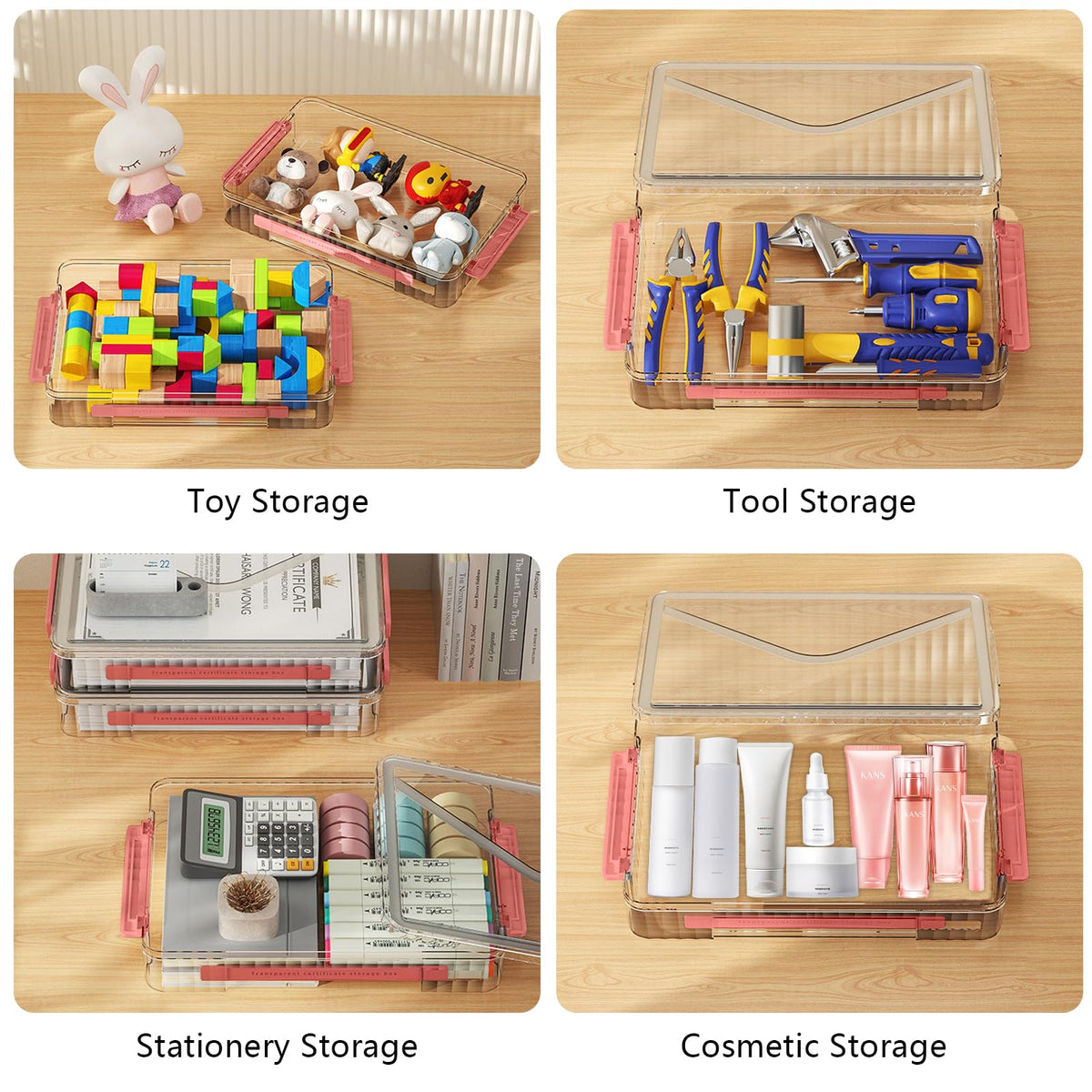 Marte Vanci Plastic Storage Bin with Lid Portable Project Case with Handle Clear Storage Box