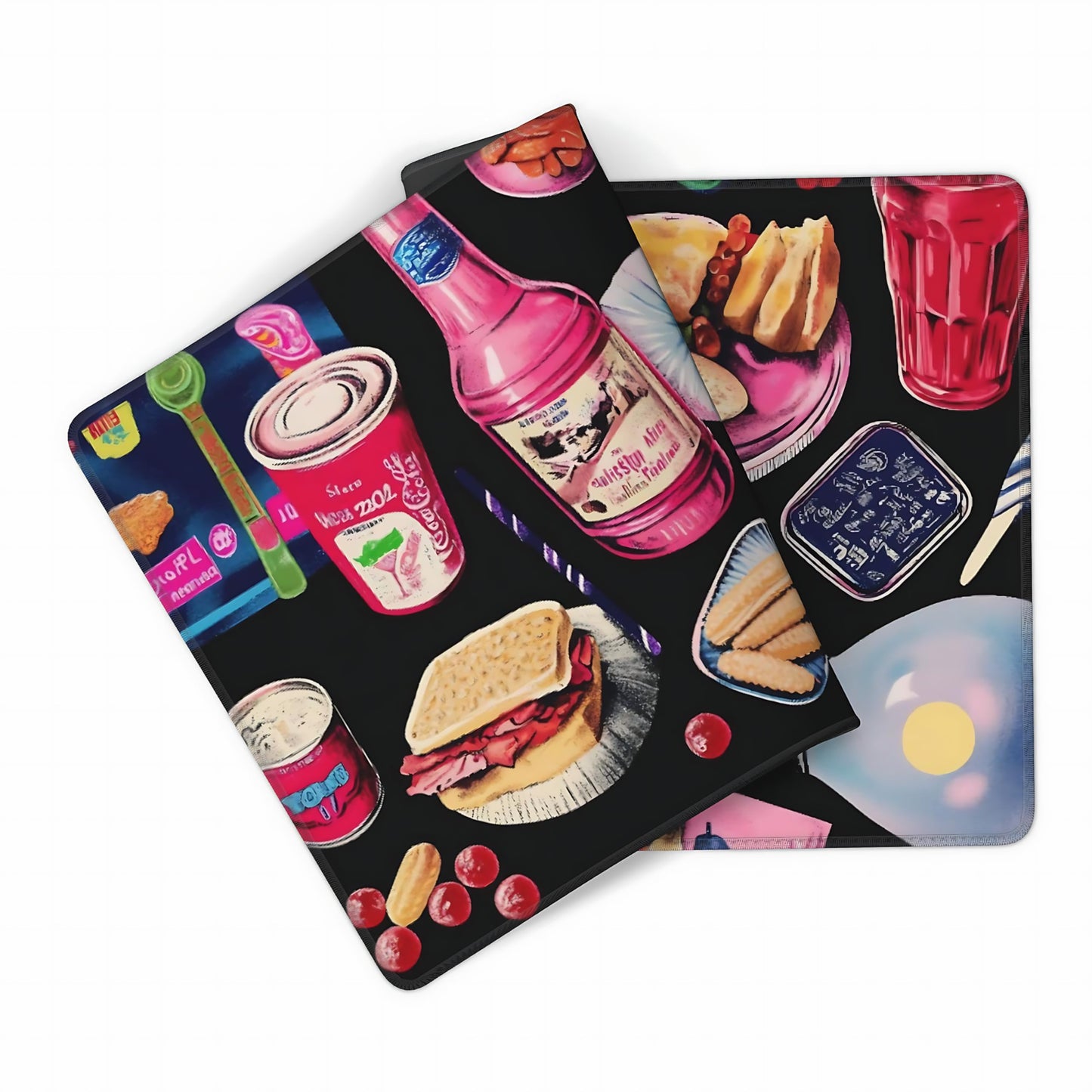 Cute Aesthetic Party Gaming Mouse Pad, Black Pink Minimalist Desk Mat with Anti-Slip Base &