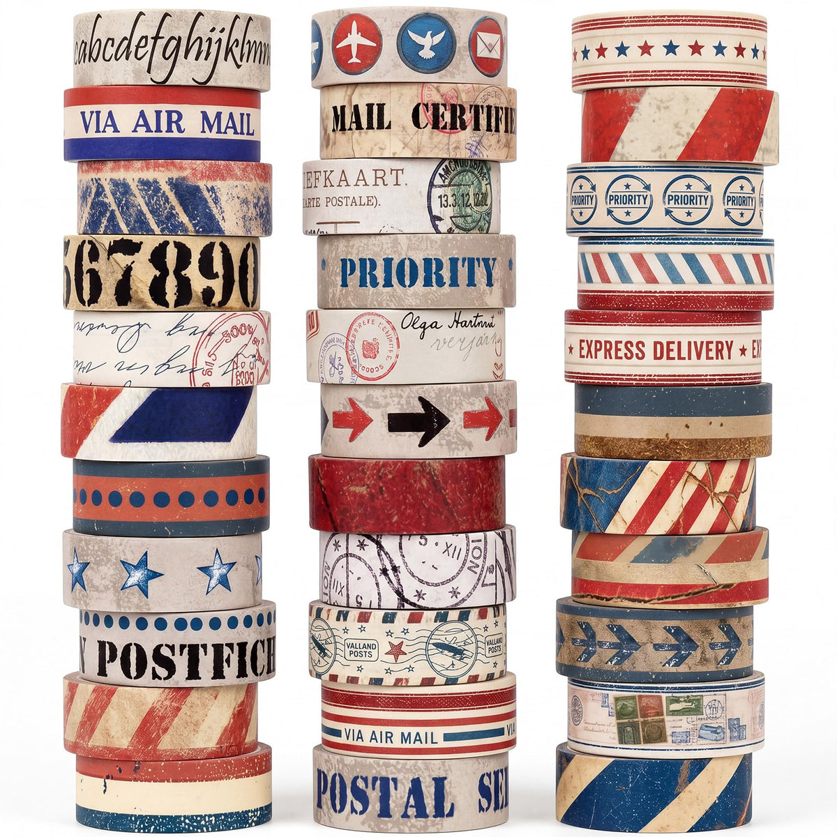 TaoBary 33 Rolls Washi Tape Set, 15mm Holiday Seasonal,Postal Style
