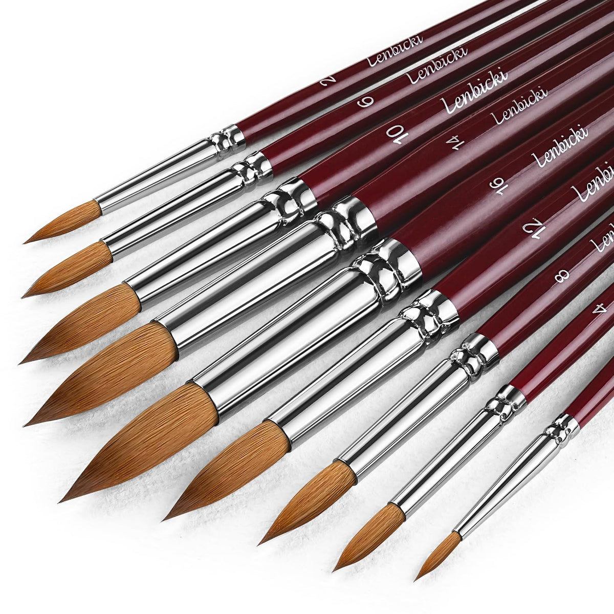 Sable Hair Watercolor Brushes Professional,9pcs Round Detail Watercolor Paint Brush Set,Ideal for