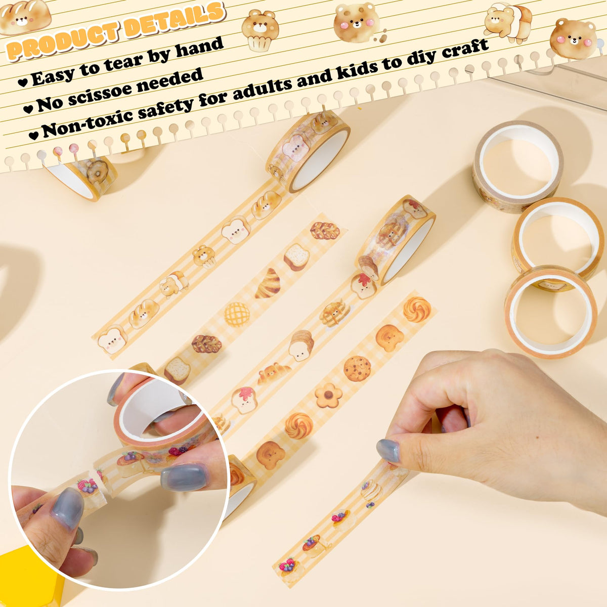 BkeeCten 12Rolls Bakery Bless Washi Tape DIY Crafts Self Adhesive Scrapbook