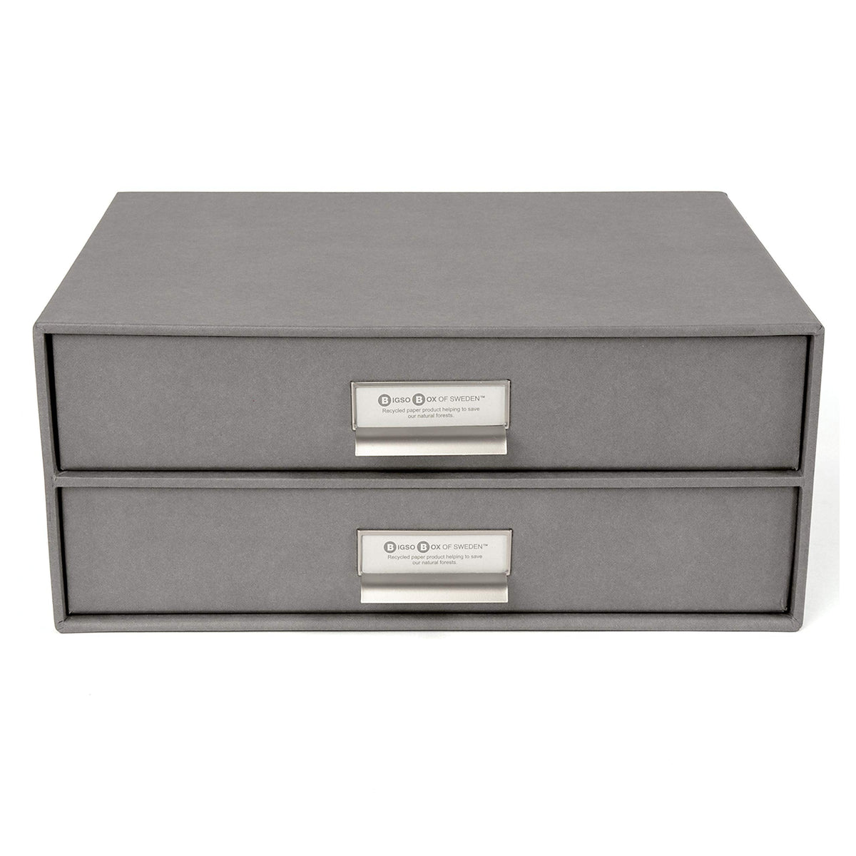 Bigso Box of Sweden Birger 2-Drawer Fiberboard Label Frame Document Letter Box for Loose Papers