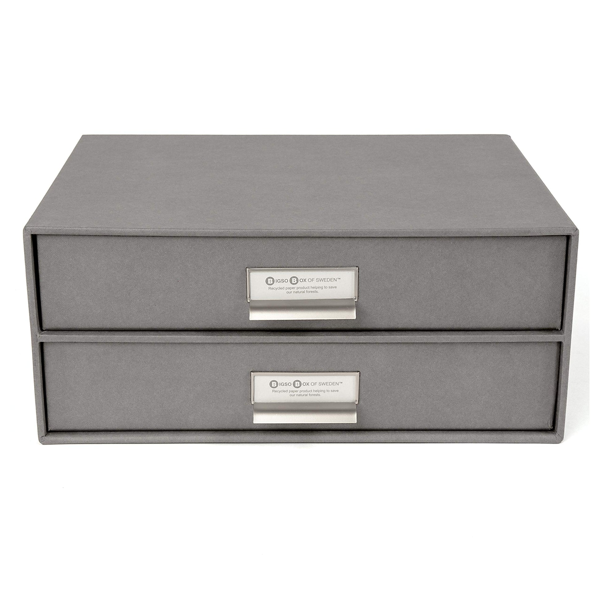 Bigso Box of Sweden Birger 2-Drawer Fiberboard Label Frame Document Letter Box for Loose Papers