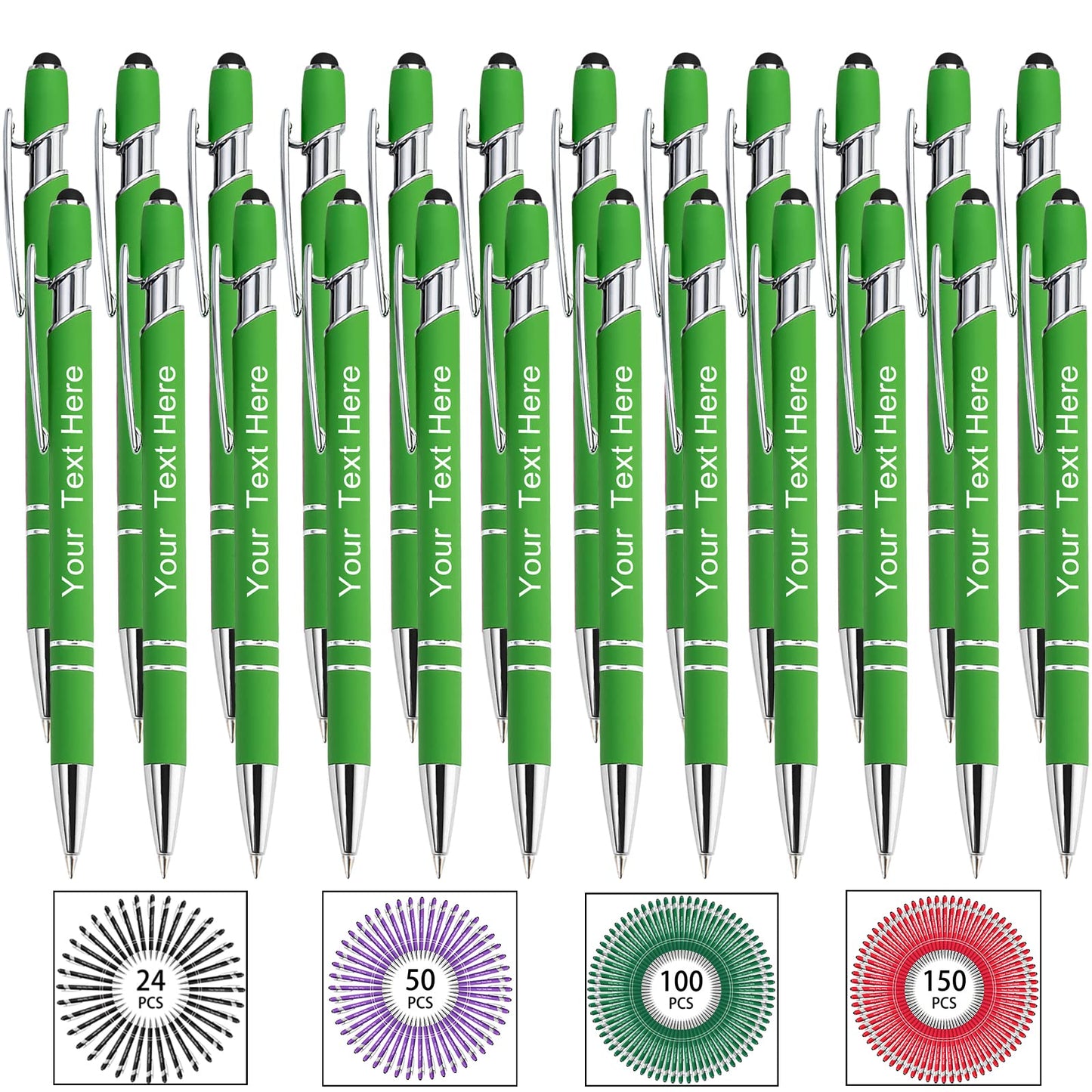 Hapelf Up to 500 Bulk Personalized Pens Custom Engraved Ballpoint Pen with Stylus Tip Retractable