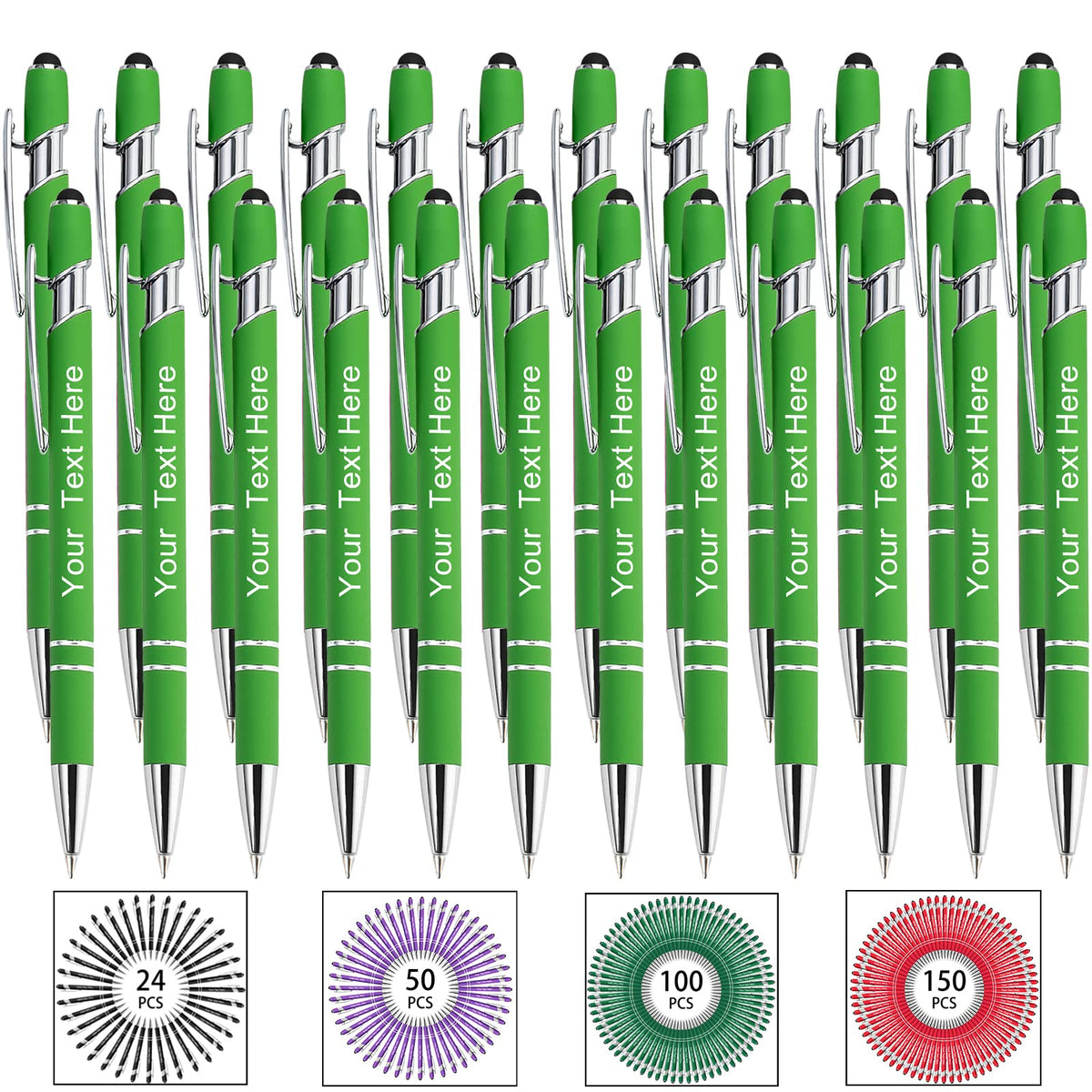 Hapelf Up to 500 Bulk Personalized Pens Custom Engraved Ballpoint Pen with Stylus Tip Retractable