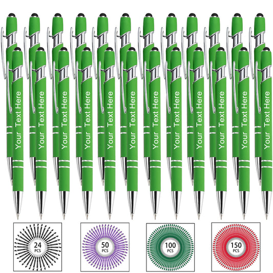 Hapelf Up to 500 Bulk Personalized Pens Custom Engraved Ballpoint Pen with Stylus Tip Retractable
