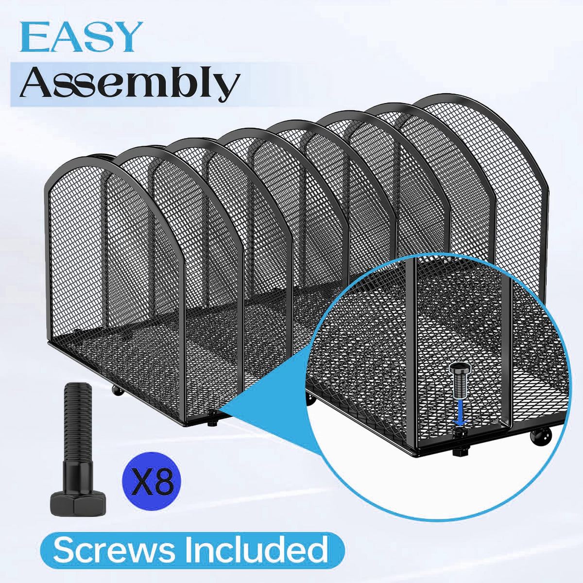 Gawerk 7-Section Desk File Organizer, Mesh Desktop File Sorter for Office