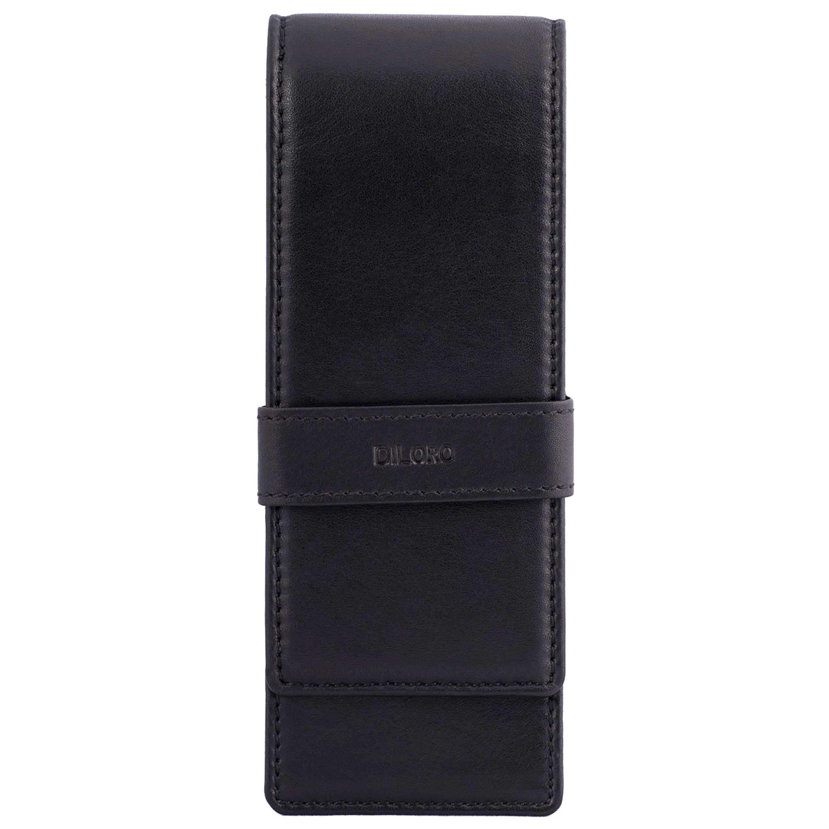 DiLoro Leather Triple Pen Case Pencil Pouch Holder for Three Fountain Ballpoint Rollerball Pens and